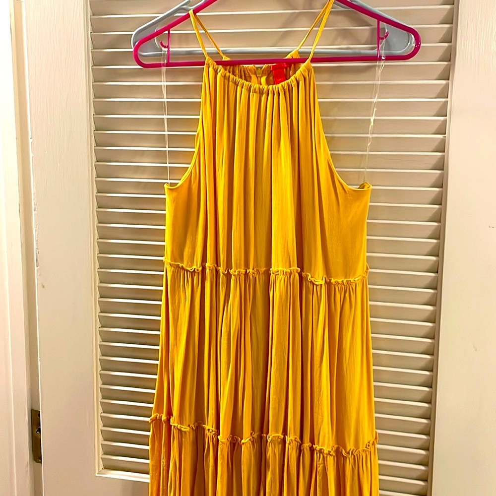 Sunshine yellow tiered Hi-low dress! XL